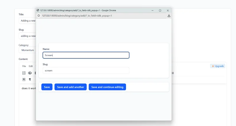 Adminita 0.1.11 Category Save